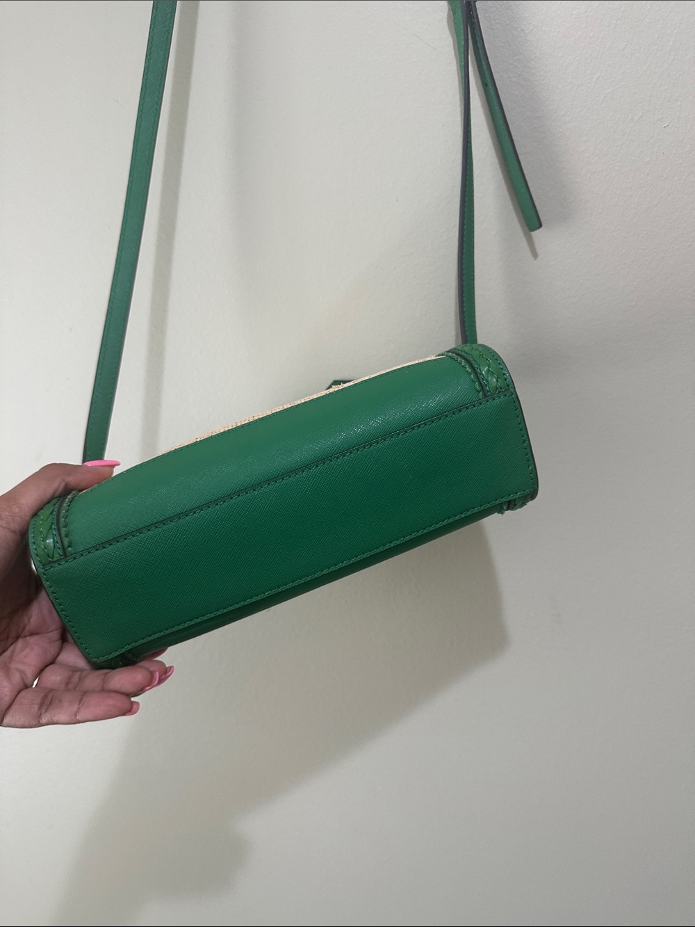 🎆Kate spade Green and Natural Straw Dome Crossbody - Picture 5 of 7